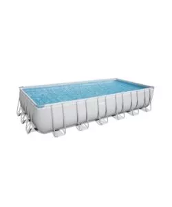 PISCINA FUORI TERRA CON STRUTTURA RETTANGOLARE BESTWAY "POWER STEEL FRAME" CON POMPA, TELO E SCALETTA GRIGIO CHIARO 732X366X132 CM - COD. 56475